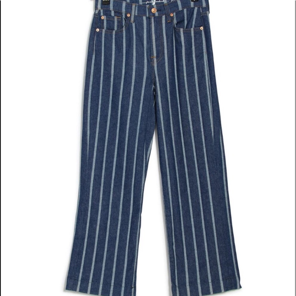 7 For All Mankind Stripe Cropped Wide Leg Jean